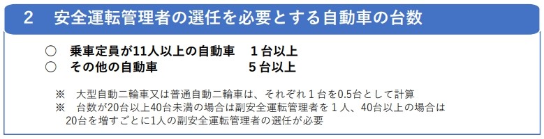 安全運転管理者制度の概要